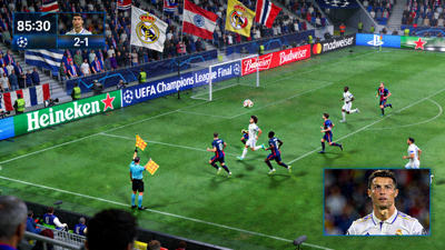 欧冠联赛决赛阶段比赛直播画面